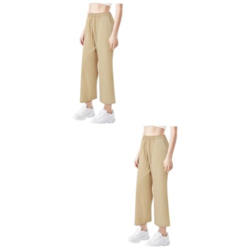 WRITWAA 2st Lässige Sommerhose Mit Geradem Bein Für Damen Strandbekleidung Für Damen Mit Weitem Bein Strandhose Jogginghose Mit Lockerer Passform Polyester (polyesterfaser) von WRITWAA