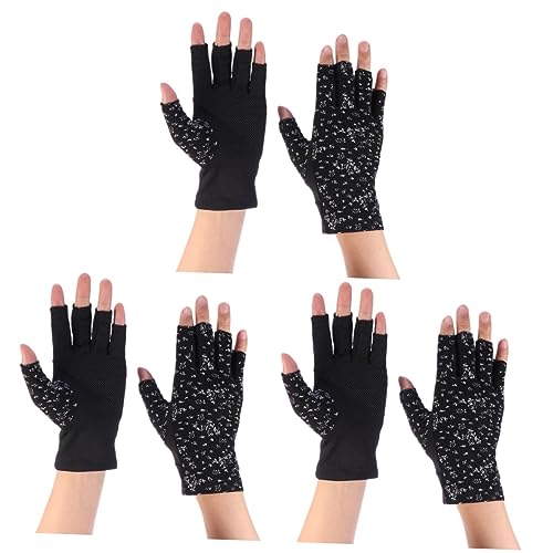 WRITWAA 3 Paar Fingerlose Handschuhe Für Damen Halbhandschuhe UV Schutzhandschuhe Für Damen Sonnenschutz Handschuhe Ultradünne Handschuhe von WRITWAA
