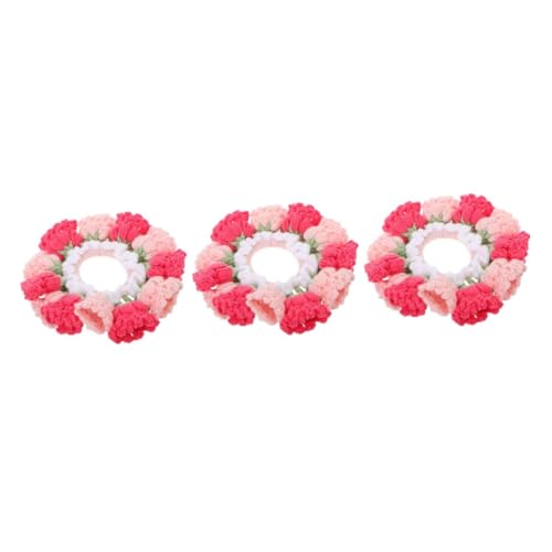 WRITWAA 3St Gehäkeltes Haarband mit Maiglöckchenblüten Haarschmuck haargummi rosa haargummi für Dickes Haar Haargummis für Mädchen Haargummi für Mädchen süße Haargummis Haarbänder Garn von WRITWAA