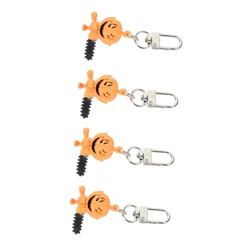 WRITWAA 4 Stück Kettensäge Schlüssel anhänger Kürbis-Anhänger dekoratives Schlüsselanhänger-Dekor Halloween Theme Halloween Schlüsselanhänger Teil Taschenornament Orange von WRITWAA