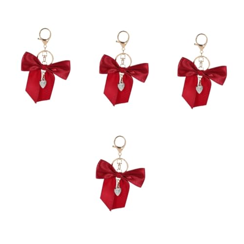 WRITWAA 4 Stück Schleife Schlüsselanhänger Zubehör Quaste Damen schlüsselanhänger Auto schlüsselanhänger Auto schlüssel Halter Schlüsselbund Bowknot-Schlüsselanhänger Geldbörse Charme rot von WRITWAA