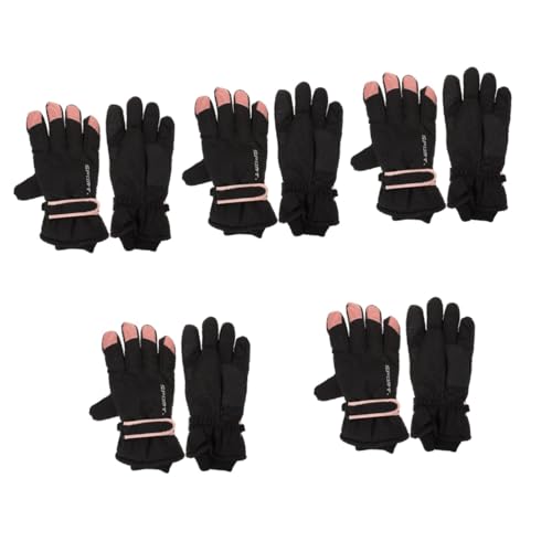 WRITWAA 5 Paare thermohandschuhe Thermal Gloves wasserdichte+Handschuhe Handschuhe klettersteig Schnee Outdoor-Handschuhe kalt Handschuhe für den Winter Winterhandschuhe Polyester Black von WRITWAA