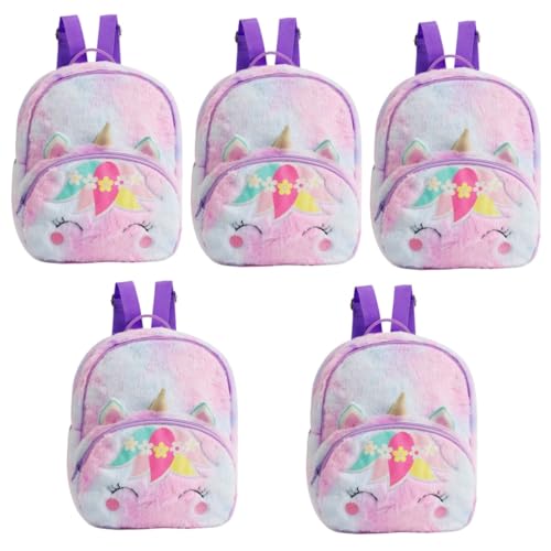 WRITWAA 5St Plüsch Rucksack schultüte büchertasche süßer Einhorn Rucksack Einhorn-Rucksack für kleine Mädchen Rucksäcke Schulranzen Cartoon-Rucksack Plüschrucksack für Mädchen Violett von WRITWAA