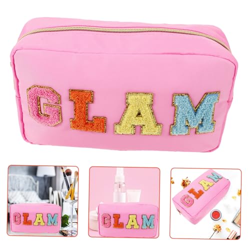 WRITWAA Aufbewahrungstasche aus Nylon Damen Toilettentasche Schmink Aufbewahrungstasche Reise-Kosmetiktasche Damen Handtasche Reise-Make-up-Taschen Make-up-Taschen-Organizer Padhalter Rosa von WRITWAA