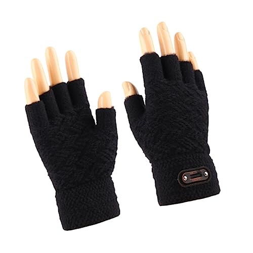 WRITWAA Halbfingerhandschuhe Für Herren Gestrickt Warm Und Winddicht Ideal Für Winteraktivitäten Touchscreen Fähig Elegantem Schwarz Perfekt Für Outdoor Sport Und Freizeit von WRITWAA