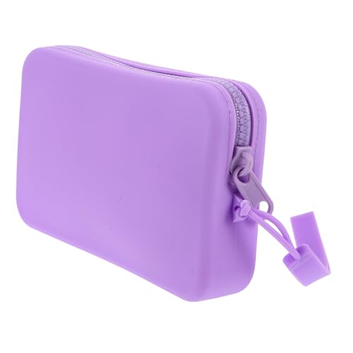 WRITWAA Kosmetiktasche aus Silikon Wasserfeste Kosmetiktasche Silikon Kosmetiktasche Handtasche mit reißverschluss Tragbare Kosmetiktasche kleine Schminktasche Kieselgel Violet von WRITWAA