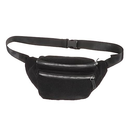 WRITWAA Messenger kleine Tasche Gürteltasche Frauen Freizeittaschen Lauftaschengürtel für Damen Bauchtasche umhängebeutel schulterbeutel Aufbewahrungstasche Mädchen Gürteltasche Samt Black von WRITWAA