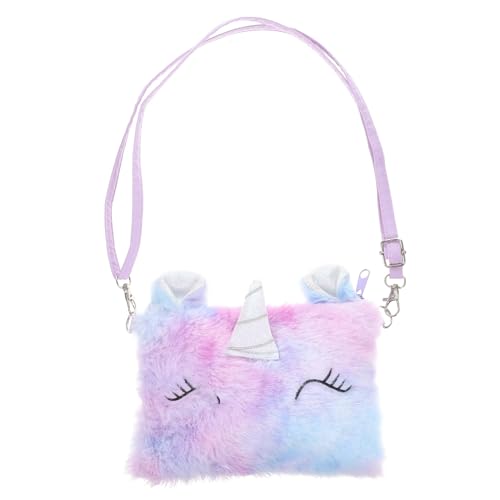 WRITWAA Münzbeutel für Kinder Geldbeutel Partybevorzugungsbeutel Einhorn-Umhängetasche Handtasche Handytasche Kinder umhängetasche Mini-Umhängetasche plüschige Umhängetasche Violett von WRITWAA