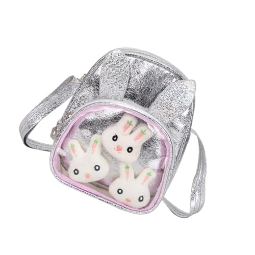 WRITWAA Schultertaschen schicke Design-Tasche mit Reißverschluss Umhängetasche für Mädchen Geldbörse Storage Pockets Stylische Kindertasche schicke Single-Umhängetasche PU-Leder Silver von WRITWAA