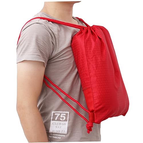 WRITWAA wasserdichter Beutel mit Kordelzug Rucksack mit Kordelzug Tasche mit Kordelzug Rucksackbeutel mit Kordelzug Urlaubsrucksack Kordelzug Sport Reitrucksack Rucksäcke mit Kordelzug rot von WRITWAA