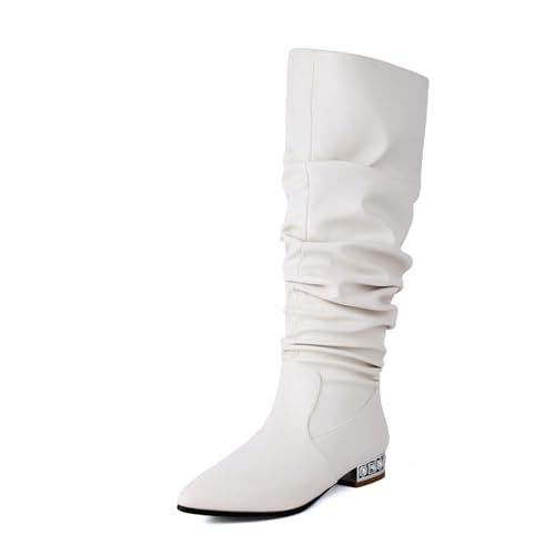 WRTYBHKOLUS Damen Stiefel Ladies Blockabsatz Stiefel Spitzem Boots Strasssteine Schuhe Geeignet für Veranstaltungen Auf Dem Roten Teppich,A,40 von WRTYBHKOLUS