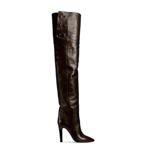 WRTYBHKOLUS Damen Stilettos Overknee Stiefel Ladies Boots Spitze Spitze Schuhe Seitlicher Reißverschluss Geeignet für Street Fashion,A,35 von WRTYBHKOLUS