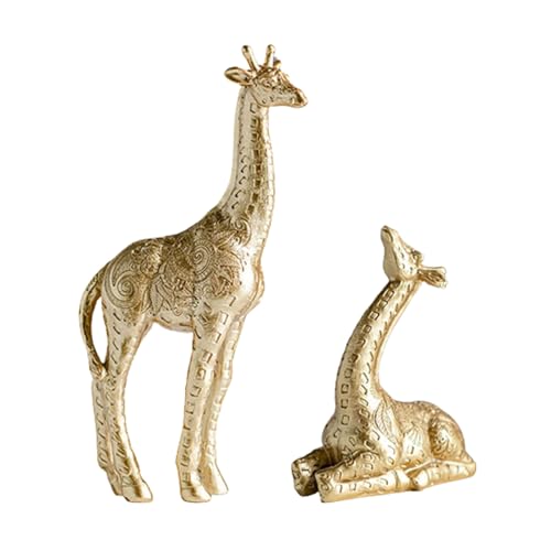 WRTYBHKOLUS Giraffen Statuen Golden Modern Art Home Decor für Schlafzimmer Büro Wohnzimmer Desktop Schränke Bauernhof Dekoration von WRTYBHKOLUS