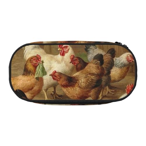 WSHFFILO Federmäppchen, Motiv: Roast Chicken Hen Farm Bedrucktes Federmäppchen, Federmäppchen, tragbare Schreibwarentasche, Schwarz , Einheitsgröße, Münztasche von WSHFFILO