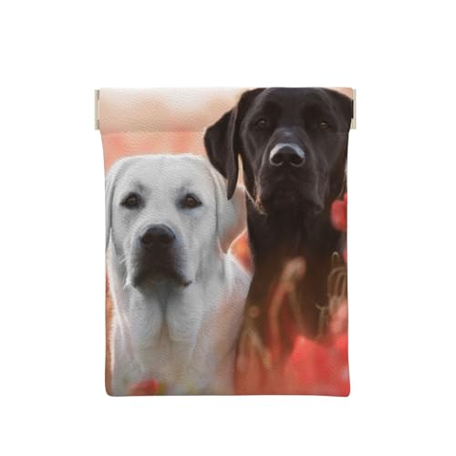 WSHFFILO Münztasche mit weißem Labrador-Motiv, Leder, Schleuder-Münztasche, weiß, Einheitsgröße, Klassisch von WSHFFILO