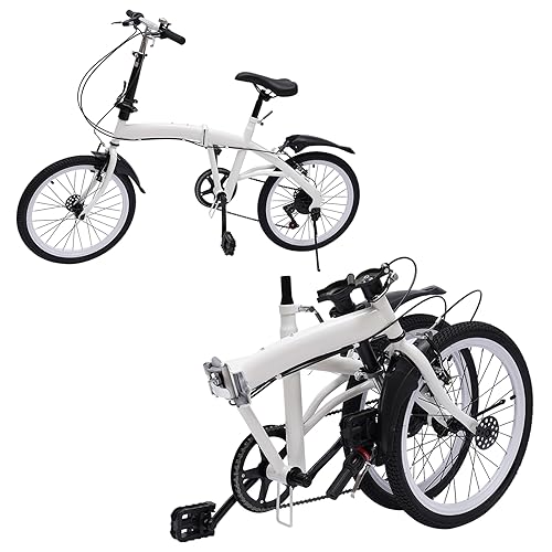 WSIKGHU Faltrad Erwachsene 20 Zoll 7 Gang Doppel V Bremse Kohlenstoffstahl Klapprad Höhenverstellbares Weißes Fahrrad Vorne und Hinten mit Kotflügeln WSIKGHU Faltrad Erwachsene 20 Zoll 7 Gang Doppel V Bremse Kohlenstoffstahl Klapprad Höhenverstellbares Weißes Fahrrad Vorne und Hinten mit Kotflügeln von WSIKGHU