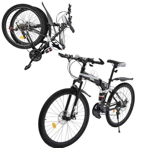 WSIKGHU Faltrad für Erwachsene 26 Zoll Mountainbike Faltrad Rennrad Faltrad 21 Gang Faltbar Fahrrad aus Kohlenstoffstahl Offroad-Fahrrad Cityrad(160-19CM,130KG,85% Vormontiert) von WSIKGHU