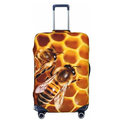 WSOIHFEC Bee On Gepäckhülle mit Wabenmuster, elastisch, waschbar, kratzfest, Reisekoffer-Schutz, Gepäckhüllen für 45,7 - 81,3 cm Gepäck, Schwarz , S von WSOIHFEC