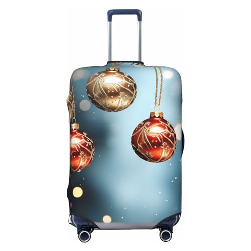 WSOIHFEC Gepäckhülle mit Weihnachtsbaumkugel-Aufdruck, elastisch, waschbar, kratzfest, Reisekoffer-Schutz, Gepäckhüllen für 45,7 - 81,3 cm Gepäck, Schwarz , M von WSOIHFEC