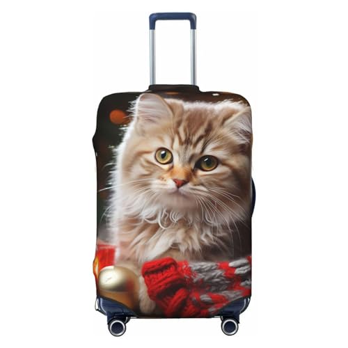 WSOIHFEC Kofferhülle mit weihnachtlichem Katzendruck, elastisch, waschbar, kratzfest, Reisekoffer-Schutz, Gepäckhüllen für 45,7 - 81,3 cm Gepäck, Schwarz , L von WSOIHFEC