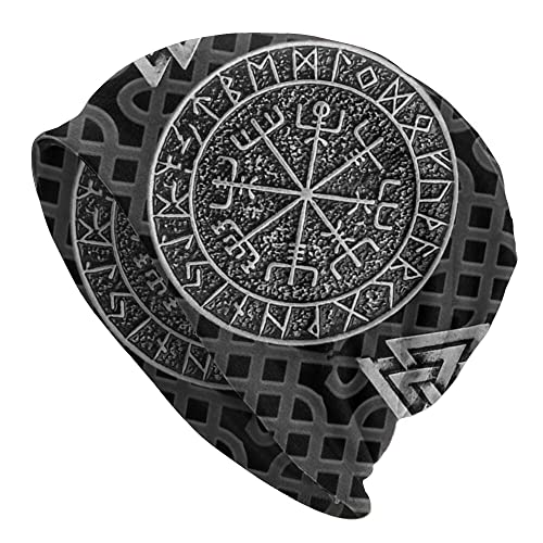 WSXJJ Wikinger Vegvisir Tattoo Skullies Beanies Mützen 3D Winter Warme Strickmütze Herren Damen Street Hat Nordische Geschenke,Helm of awe von WSXJJ