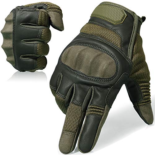 WTACTFUL Motorradhandschuhe Herren Damen, Touchscreen Motorrad Handschuhe Herr für Motorradrennen, Taktische, Airsoft, Mountainbike Radfahren, Motorradfahren, Motorcross, Fahrradhandschuhe Grün M von WTACTFUL