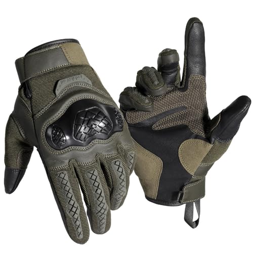 WTACTFUL Motorradhandschuhe Herren Damen, Touchscreen Motorrad Handschuhe Herr für Motorradrennen, Taktische Handschuhe, Mountainbike Radfahren, Motorradfahren, Motorcross, Fahrradhandschuhe Grün M von WTACTFUL