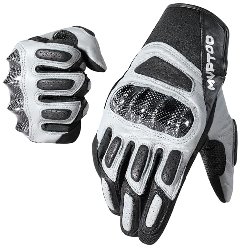 WTACTFUL Motorradhandschuhe aus Ziegenleder mit Carbon-Knöchel für Damen und Herren Touch-Screen Grau Motorrad Handschuhe L von WTACTFUL