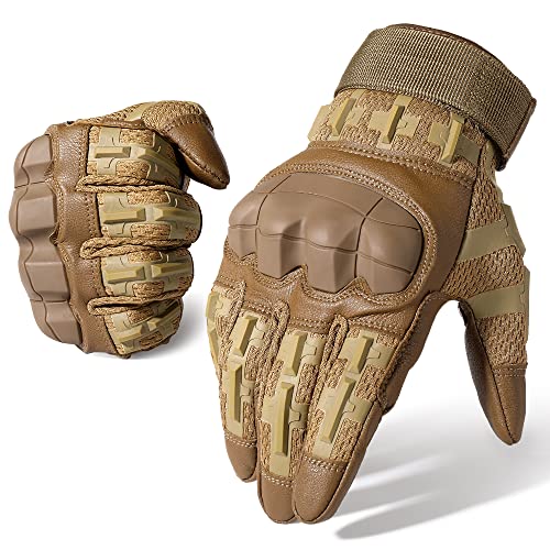 WTACTFUL Motorrad Handschuhe Herren, Sommer Touchscreen Motorradhandschuhe für MTB, Motorradrennen, Motorcross,Taktische Handschuhe, Fahrradhandschuhe Braun S von WTACTFUL