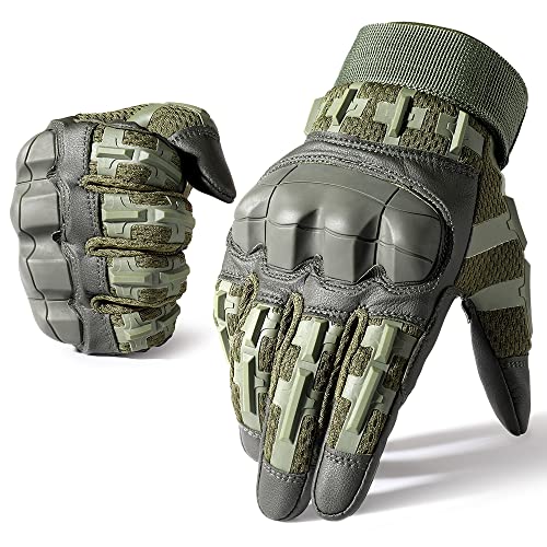 WTACTFUL Motorrad Handschuhe Herren, Sommer Touchscreen Motorradhandschuhe für MTB, Motorradrennen, Motorcross,Taktische Handschuhe, Fahrradhandschuhe Grün L von WTACTFUL