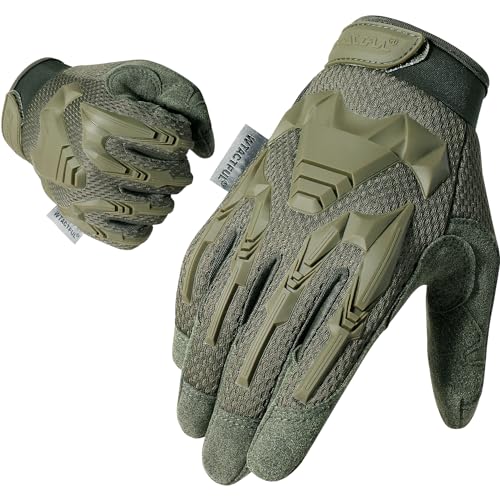 WTACTFUL Taktische Handschuhe,Tatical Gloves,Motorrad Handschuhe,Herren Touchscreen Motorradhandschuhe für Mountainbike, Motorcross,Klettern,Security,Wandern,Motorrad,Jagd Grün L von WTACTFUL