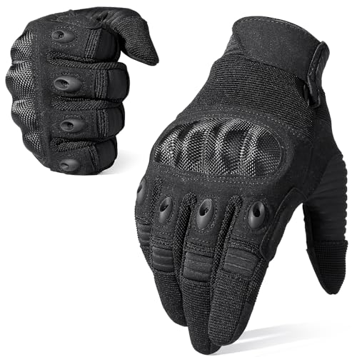 Wtactful Motorradhandschuhe, kompatibel mit Touchscreen, ganze Finger, harte Knöchel, Handschuhe für Radfahren, Jagd, Wandern, Klettern, Outdoor, Sports M schwarz von WTACTFUL