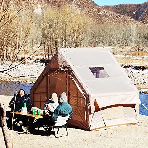 WTTTTW Tragbares aufblasbares Campingzelt mit Tragetasche, luxuriöses 4-Jahreszeiten-Glamping-Zelt, einfach aufzubauendes Familienzelt, wasserdichte Outdoor-Zeltkabine von WTTTTW