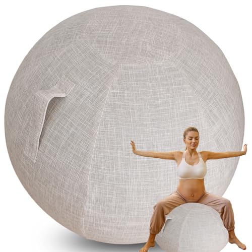 WTZHHK Gymnastikball Stoff Cover für Sitzball Sitzball Büro Yoga Stuhl Schwangerschaft & Home Gym Stilvoll und funktional【Keine Bälle enthalten】 (Color : Beige, Size : 55CM) von WTZHHK