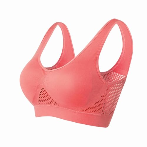 WUFANGBU Damen-BH Bra Atmungsaktive Sport-BH Top Fitness Damen Büstenhalter Sport BH Push Up BHS 4XL Rot von WUFANGBU