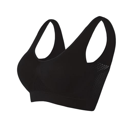 WUFANGBU Damen-BH Bra Atmungsaktive Sport BH Top Fitness Damen Büstenhalter Sport BH Push Up BHS L Schwarz von WUFANGBU