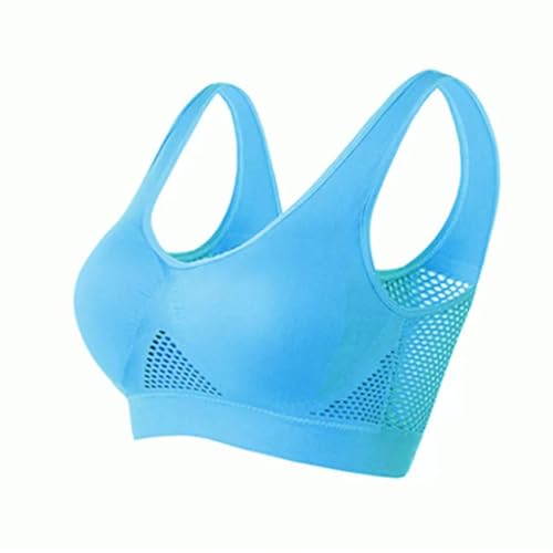 WUFANGBU Damen-BH Bra Atmungsaktive Sport-BH Top Fitness Frauen BH Sport BH Push Up BHS 4XL Blau von WUFANGBU