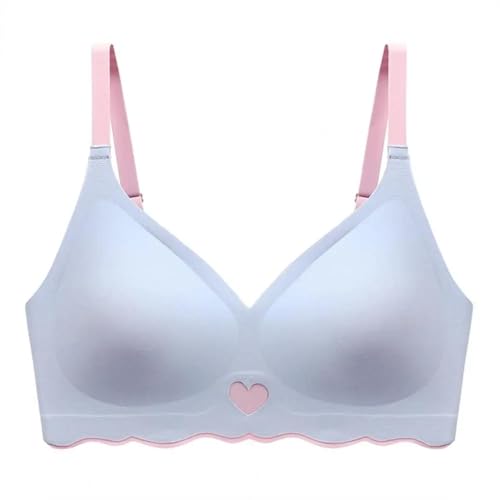 WUFANGBU Damen-BH Bra BH Stoßfest Sport BH Breite Elastische Träger Für Frauen V-Ausschnitt Push-Up Yoga Jogging BH Weich Atmungsaktiv M Blau von WUFANGBU