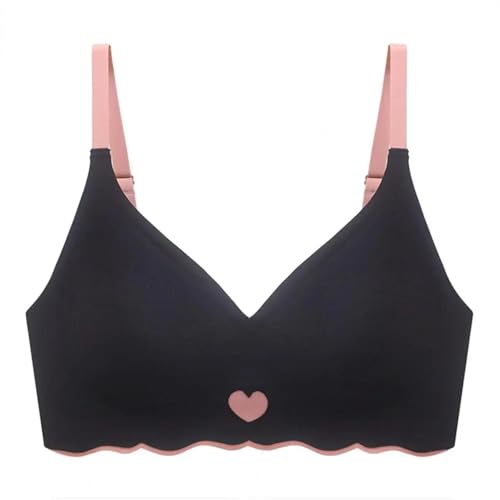 WUFANGBU Damen-BH Bra BH Stoßfest Sport BH Breite Elastische Träger Für Frauen V-Ausschnitt Push-Up Yoga Jogging BH Weich Atmungsaktiv S Schwarz von WUFANGBU