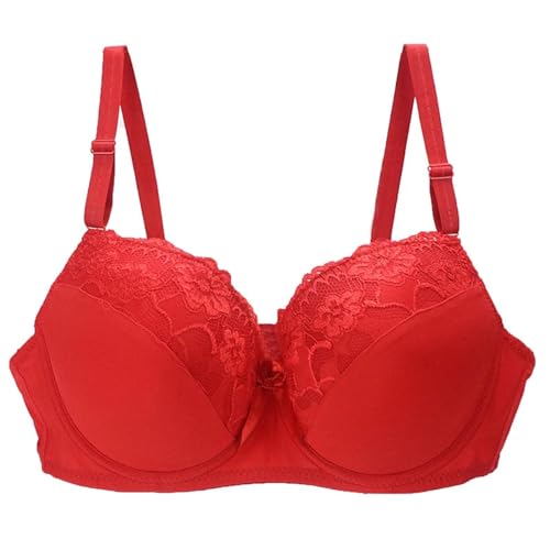 WUFANGBU Damen-BH Bra BHS Sexy Spitzen Massage Damen Push Up Büstenhalter Damen Unterwäsche Damen Unterwäsche 85B Rot von WUFANGBU