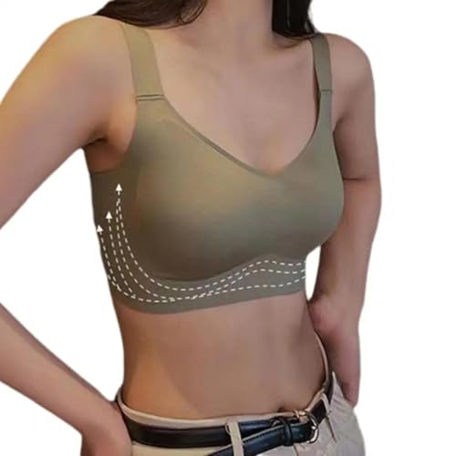 WUFANGBU Damen-BH Bra Damen BH Breite Elastische Schulter Gurt Unterwäsche Push-Up Sport Yoga Lady BH 3XL Light Green von WUFANGBU