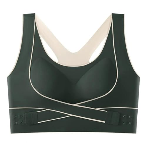 WUFANGBU Damen-BH Bra Damen BH Elastisch Push-Up BH Kreuz Gurt Verschluss Lady Sport BH 3XL Grün von WUFANGBU