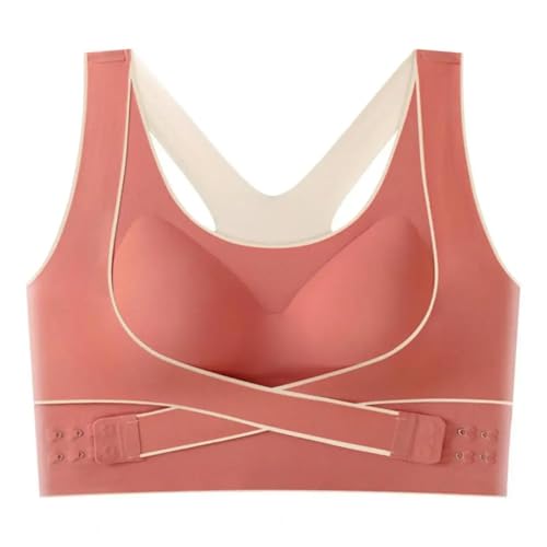 WUFANGBU Damen-BH Bra Damen BH Elastisch Push-Up BH Kreuz Gurt Verschluss Lady Sport BH L Rot von WUFANGBU