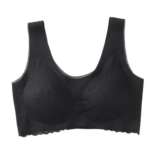 WUFANGBU Damen-BH Bra Damen BH Elastisch Schulter Gurt Blumen Spitze 3/4 Tasse Push-Up Sport Yoga Täglich Lady BH XL Schwarz von WUFANGBU