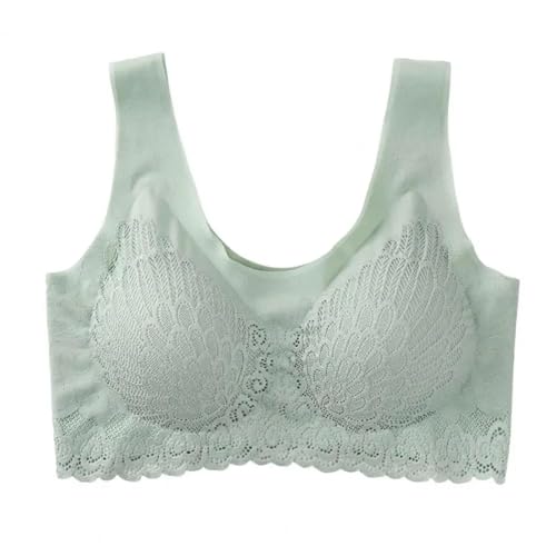 WUFANGBU Damen-BH Bra Damen BH Elastisch Schulter Gurt Floral Spitze Büstenhalter 3/4 Tasse Push-Up Sport Yoga Täglich Lady BH M Grün von WUFANGBU