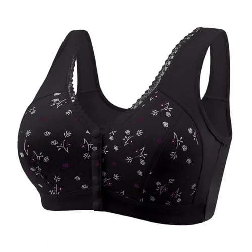 WUFANGBU Damen-BH Bra Damen BH Elastisch Spitze Schulter Gurt BH Plus Größe Push-Up Mutter BH 44 Schwarz von WUFANGBU