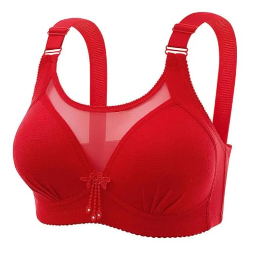 WUFANGBU Damen-BH Bra Damen-BH Verstellbarer Schulter Gurt Plus Größe Büstenhalter Unterwäsche Push-Up Sport Daily Lady BH 36B Rot von WUFANGBU