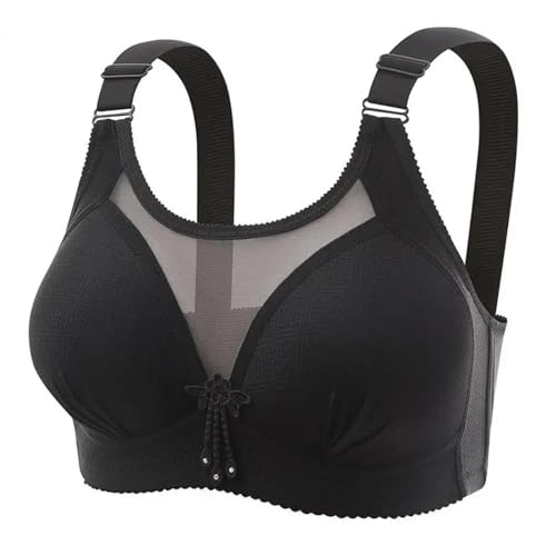 WUFANGBU Damen-BH Bra Damen-BH Verstellbarer Schulter Gurt Plus Größe Büstenhalter Unterwäsche Push-Up Sport Daily Lady BH 40B Schwarz von WUFANGBU