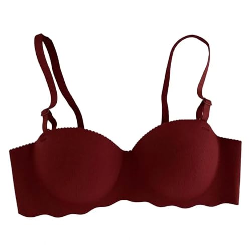 WUFANGBU Damen-BH Bra Damen Sport-BH Abnehmbarer Verstellbarer Schulter Gurt Dicker Schüler-Sport-BH Unterwäsche 36 WineRed von WUFANGBU