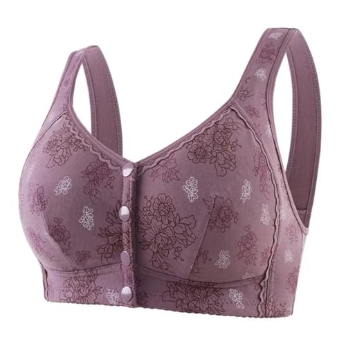 WUFANGBU Damen-BH Bra Damen Sport BH Elastisch Schulter Gurt Vorne Knopf Verschluss Unterwäsche Push-Up Sport Yoga Daily Lady BH 44C Lila von WUFANGBU